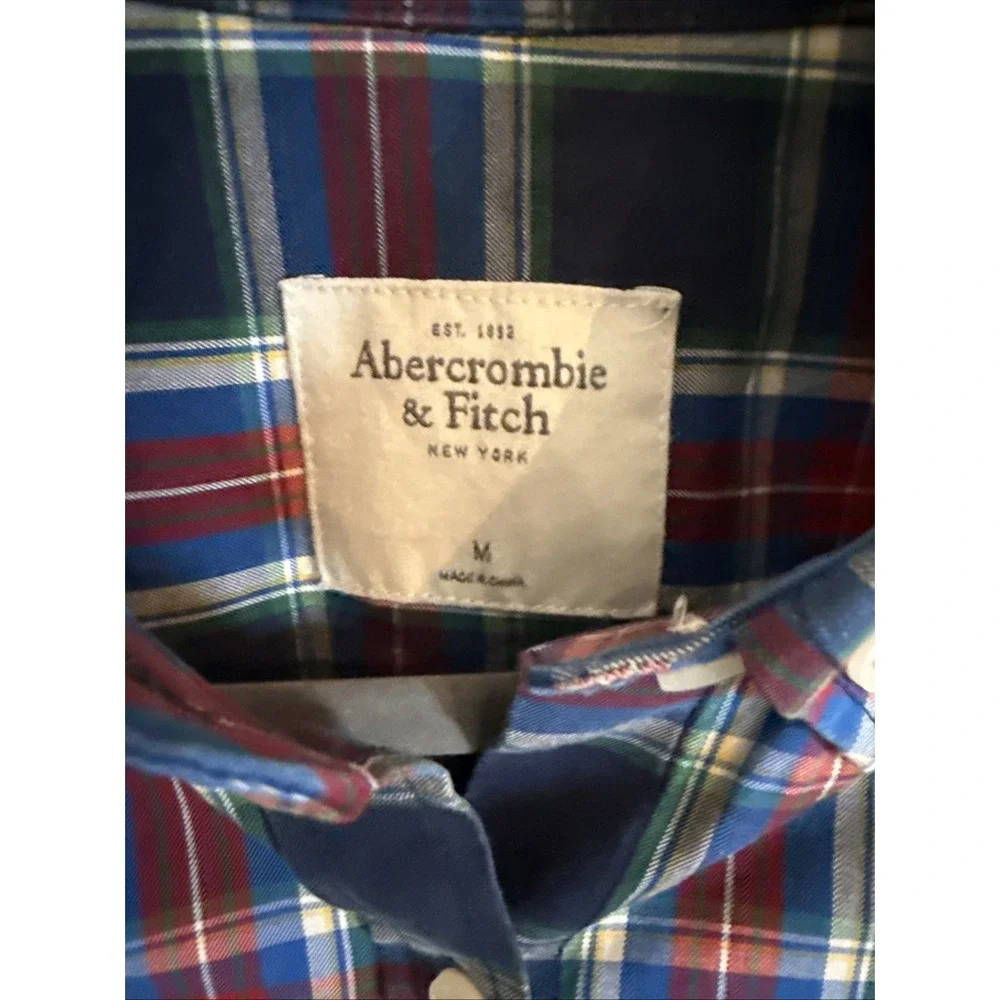Abercrombie Kids Boy's Flannel Plaid Red/Navy  100% Cotton Shirt Size Med BTS